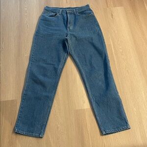 L.L. Bean Vintage 100% Cotton Straight Leg Jeans Womens 10 Blue Denim Thick 2629